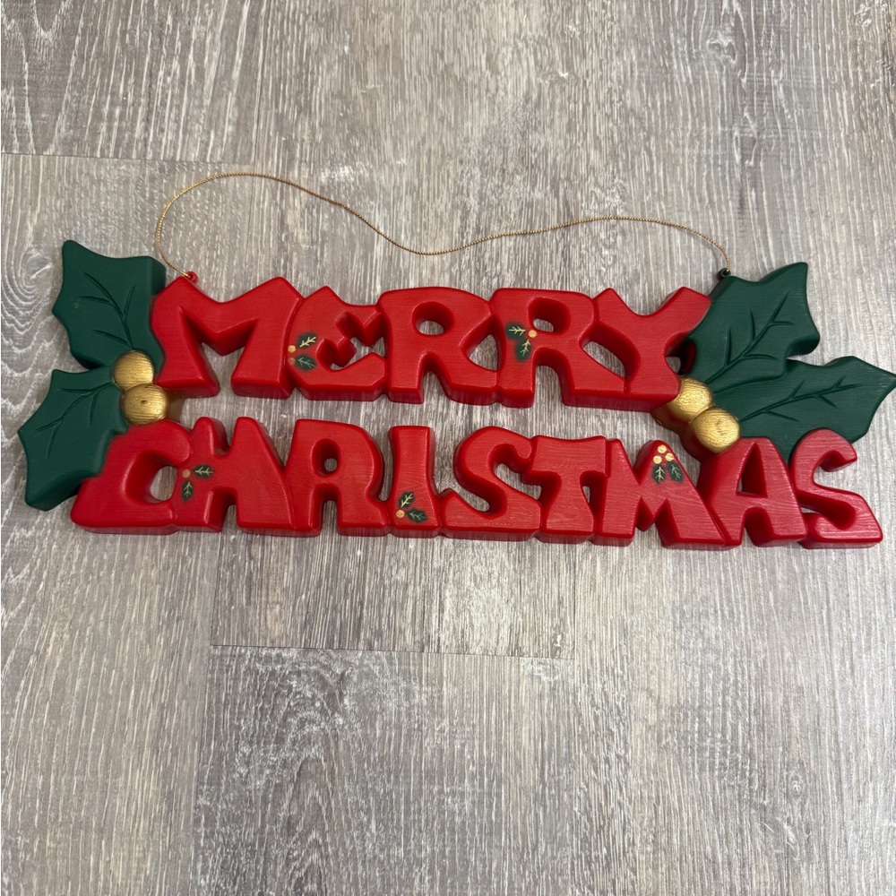 Vintage molded plastic Christmas sign